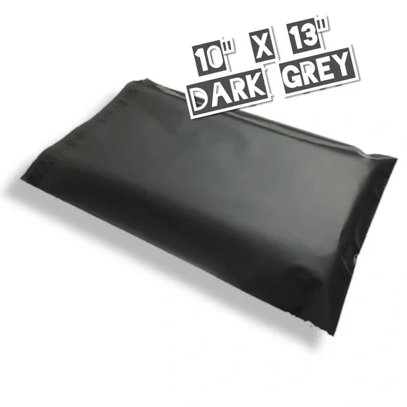 100 Dark Grey Poly Mailers 10x13 - Picture 2 of 3